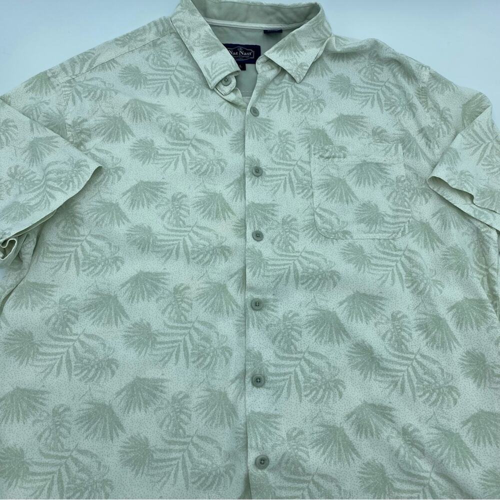 Nat Nast Top Men's 100% Silk Palm Leaf‎ Print Luxury Resortwear Vacation